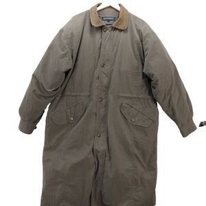 Rainforest Jacket Mens L Brown Long Down Winter Chore Coat Zip Button Liner VTG